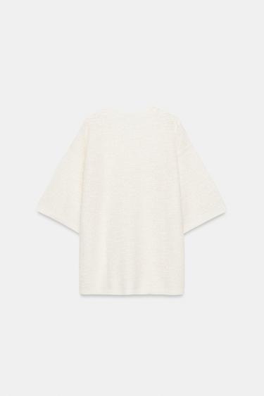 TOP OVERSIZE EN MAILLE STRUCTURÉ - Écru de Zara - Image 5