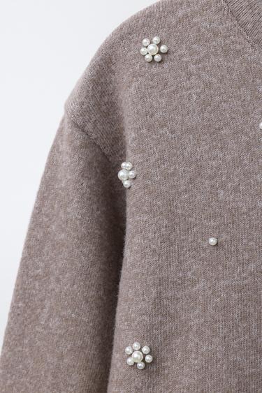 HAUT SOFT TOUCH À PERLES - Marron de Zara - Image 2
