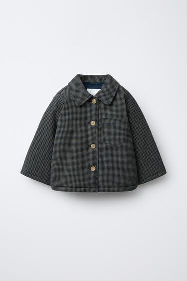 GINGHAM CHECK PUFFER JACKET - Black / Green by Zara - Image 0