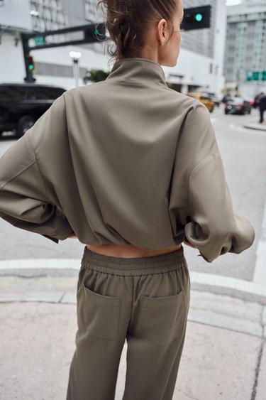 HIGH-NECK BOMBER JACKET - Khaki by Zara - Image 3