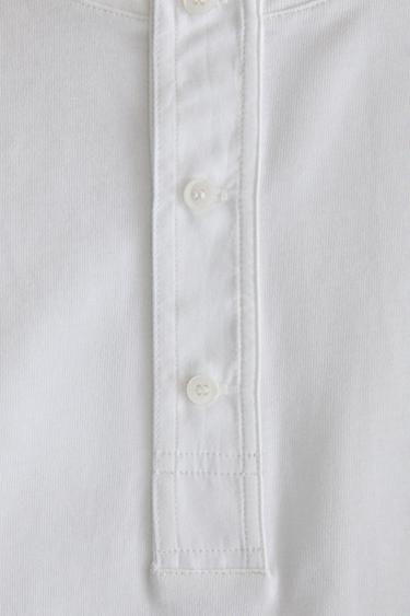 COTTON T-SHIRT WITH BUTTONS - White by Zara - Image 3
