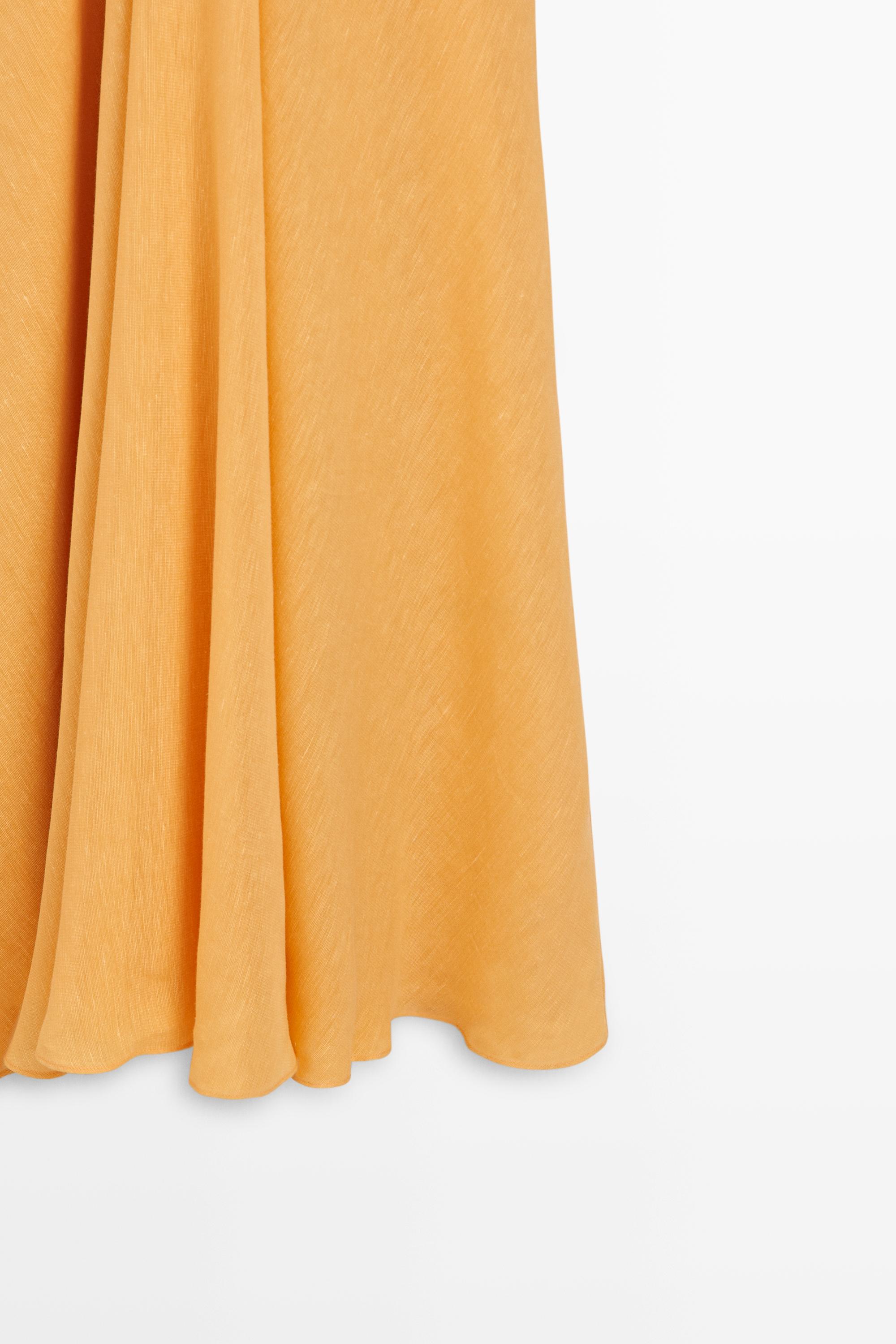 Linen blend flowing V-neck dress