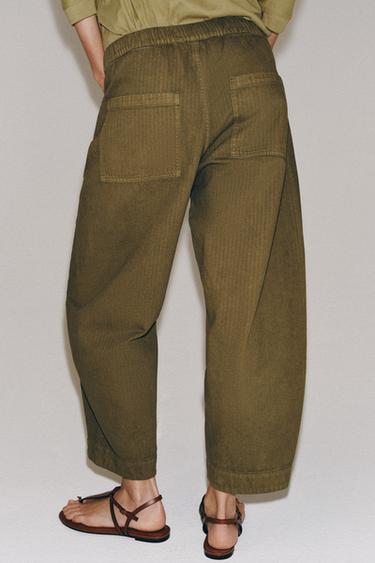 ZW COLLECTION BARREL TROUSERS - Khaki by Zara - Image 4