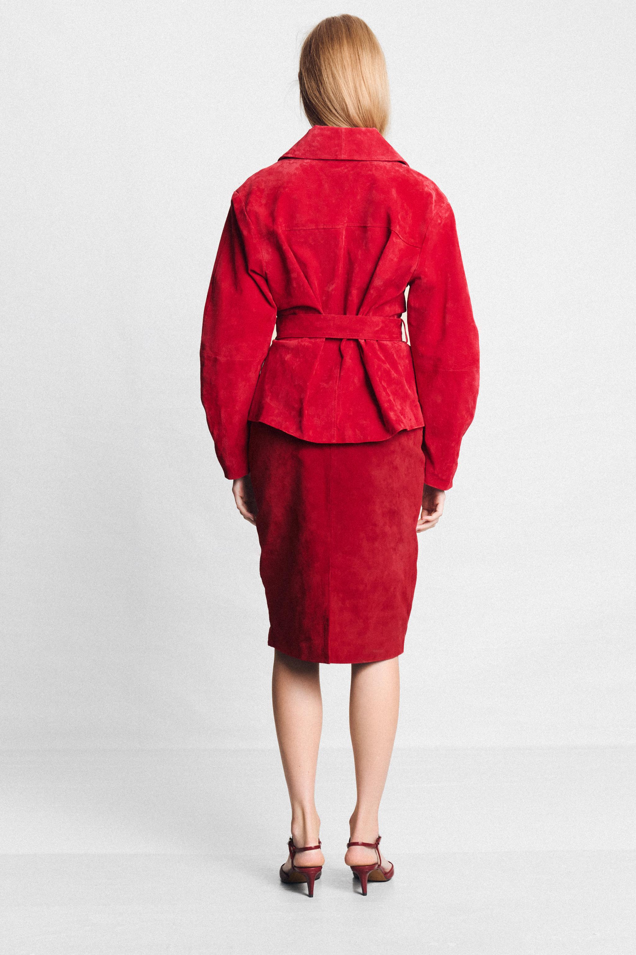 Женские куртки Zara 100% LEATHER BELTED JACKET — фото 4