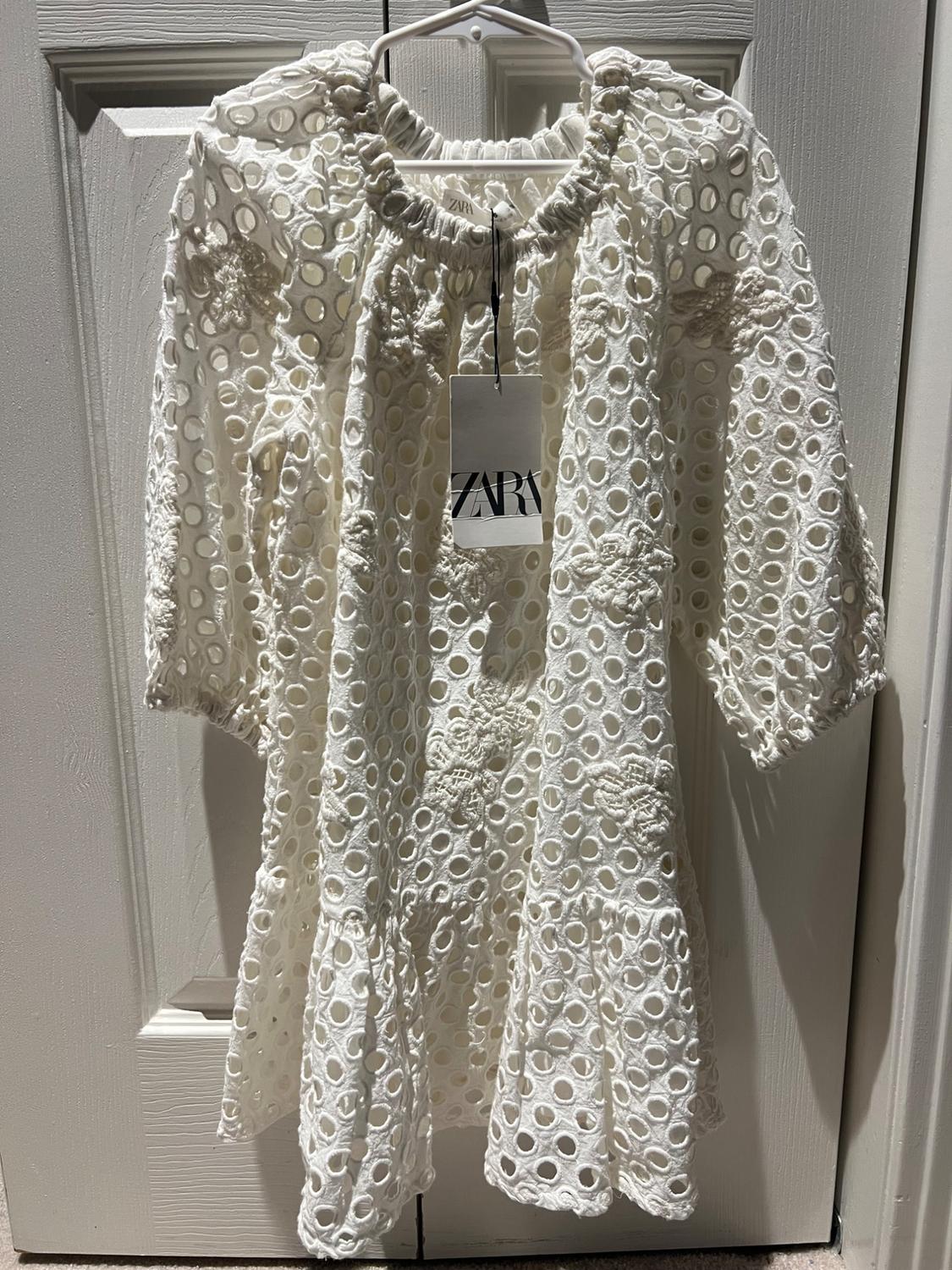 FLORAL EMBROIDERY SCHIFFLI DRESS