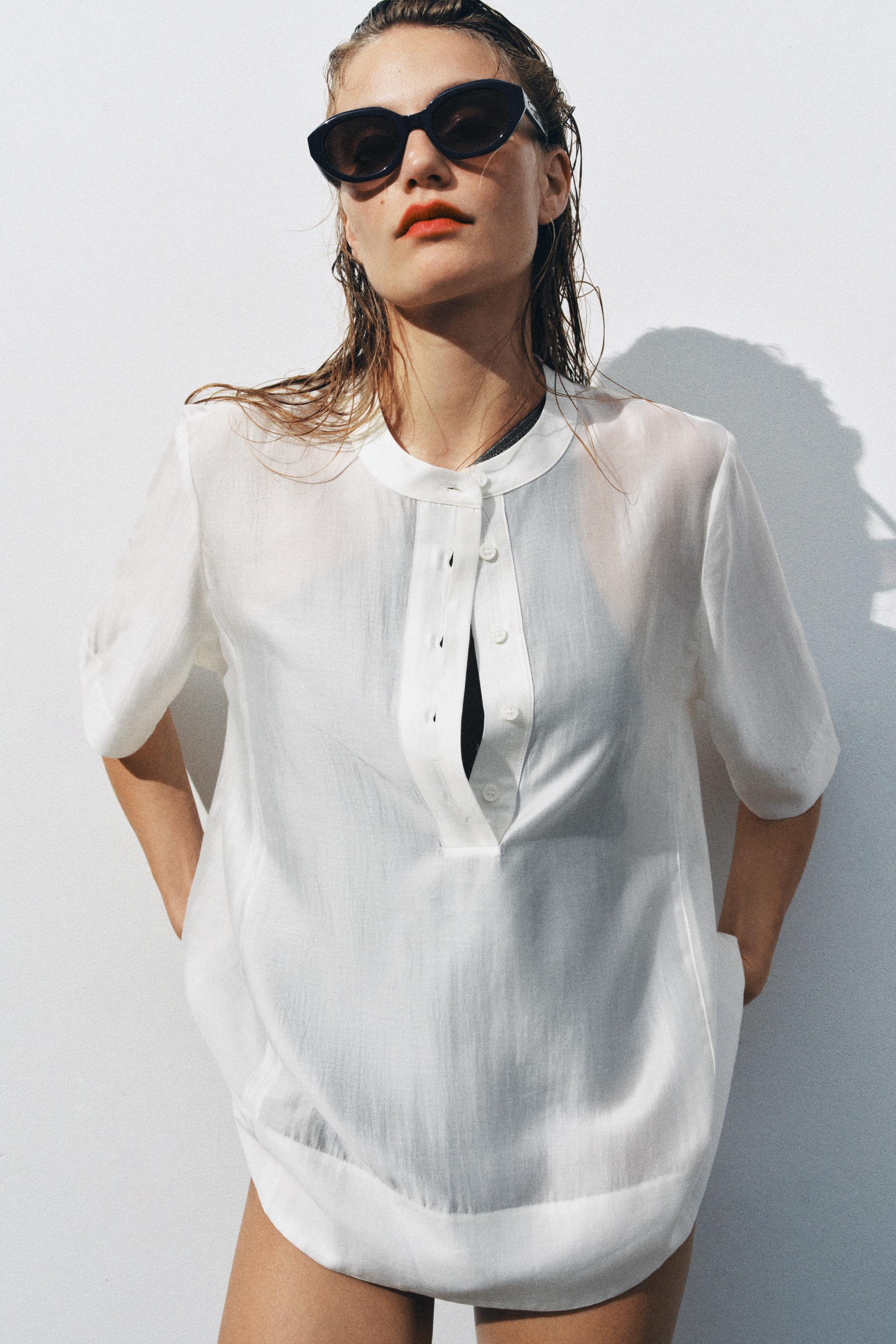 BLOUSE FLUIDE À MANCHES COURTES ZW COLLECTION