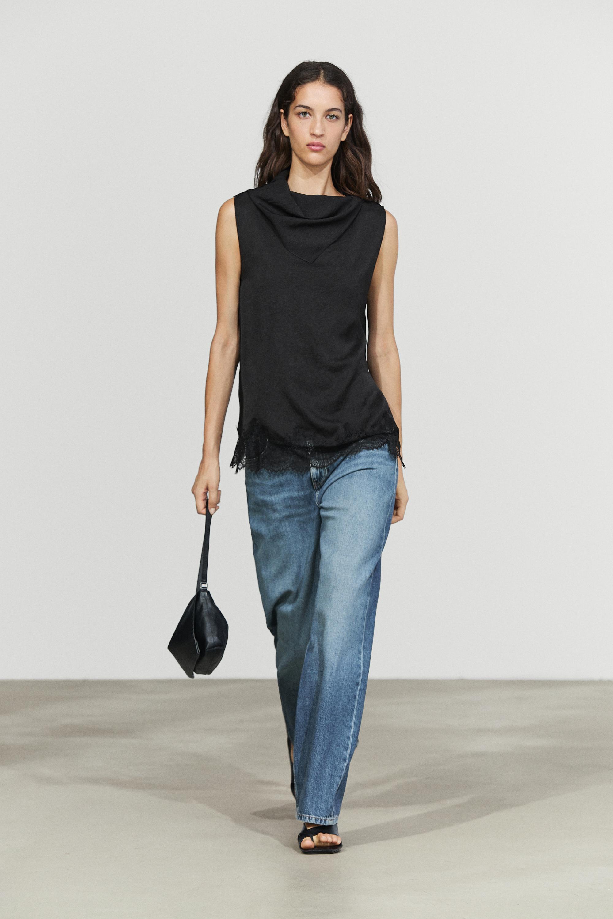 Flowing lace-detail top