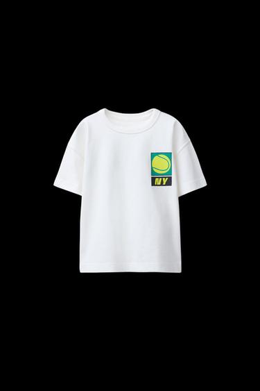 Zara PRINTED TENNIS T-SHIRT - White - Image 0