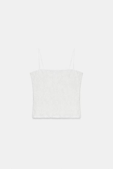 TOP BRODÉ À PAILLETTES - Blanc de Zara - Image 4
