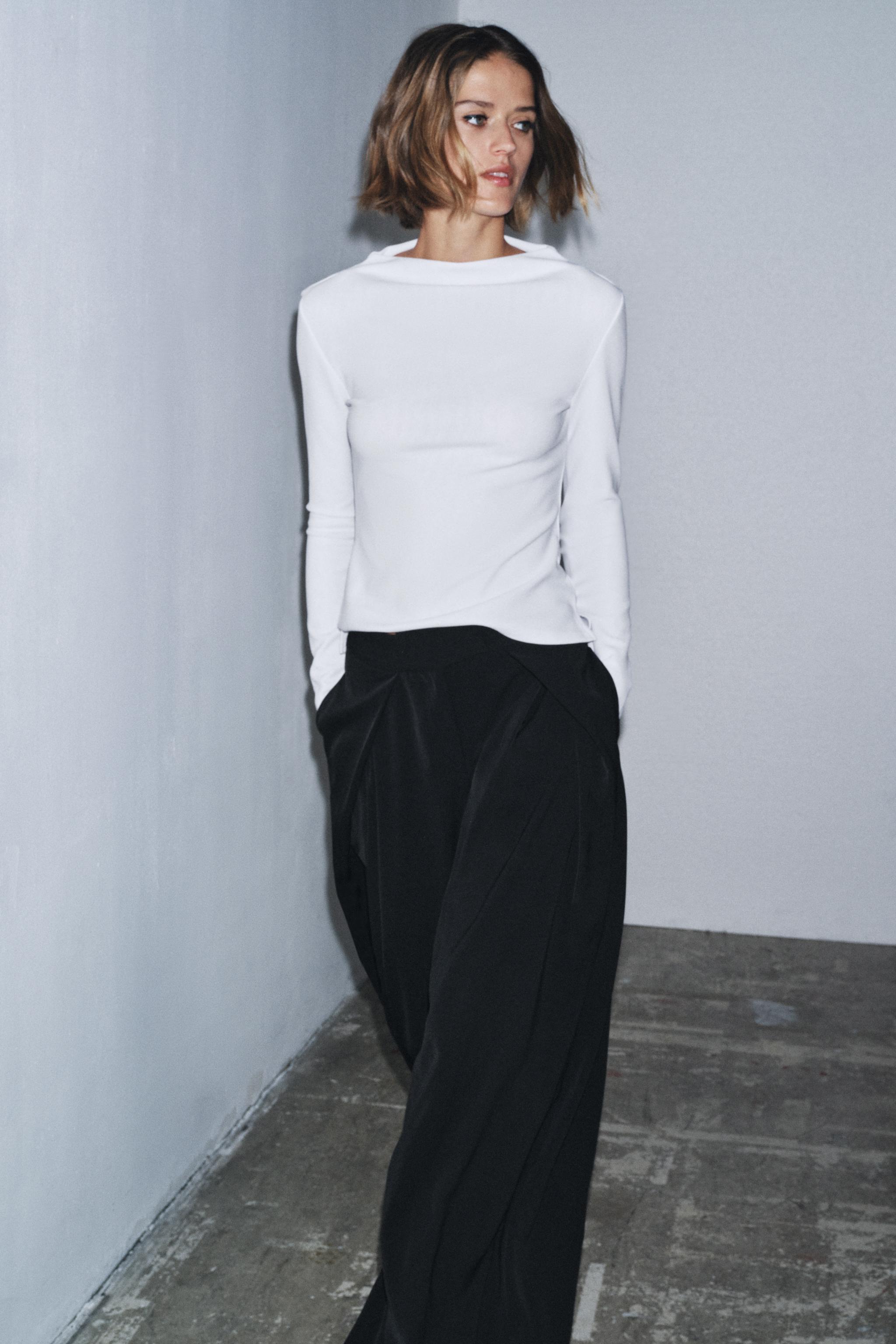 CREPE MOCK NECK T-SHIRT - White | ZARA United States