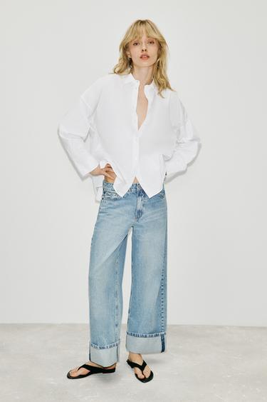 Zara TRF RELAXED LOW-RISE JEANS - Blue