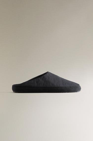 TECHNICAL FABRIC SLIPPERS WITH LEATHER INSOLE - Navy Blue by Zara - Image 1