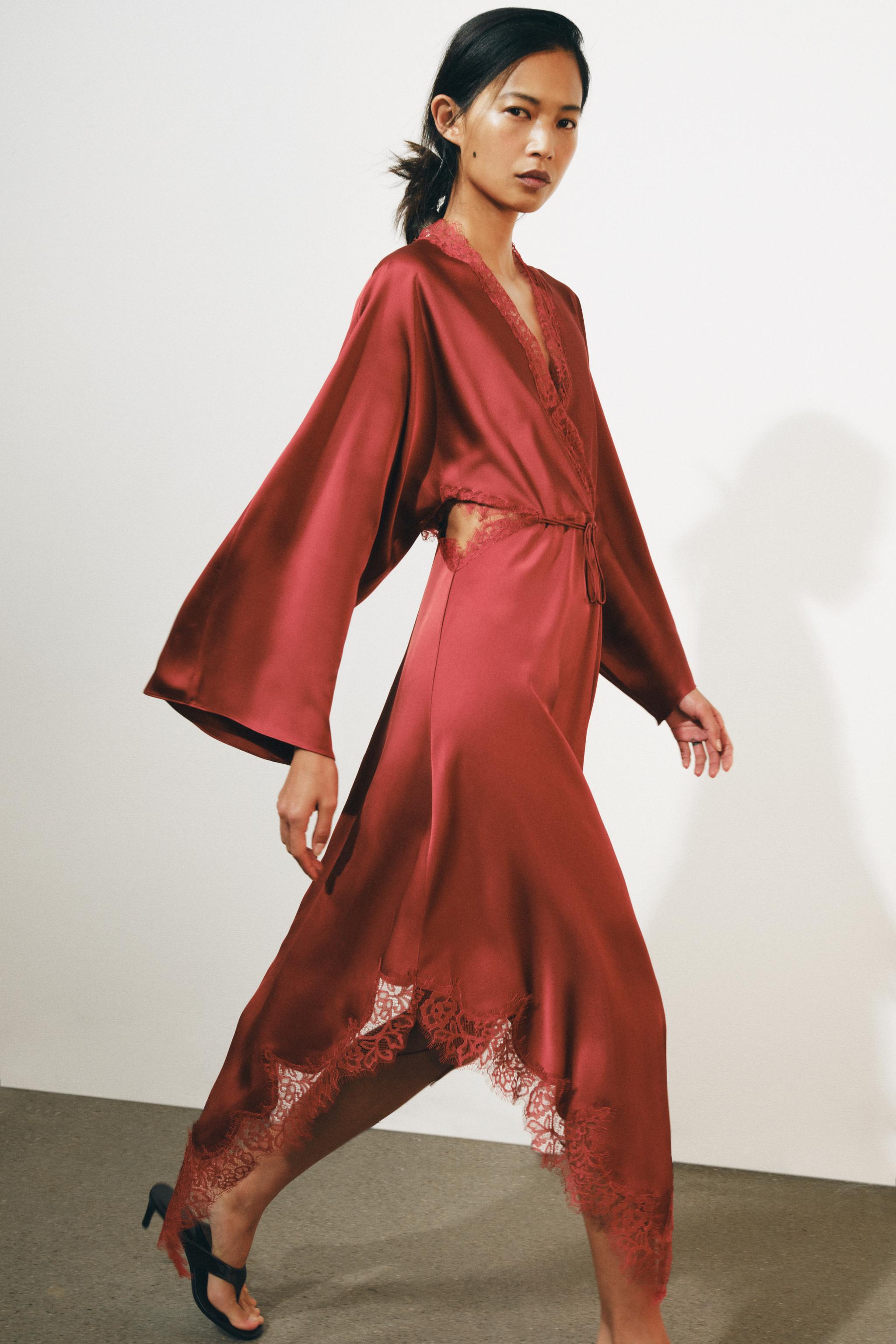 Женские платья Zara ZW COLLECTION SATIN LACE DRESS — фото 5