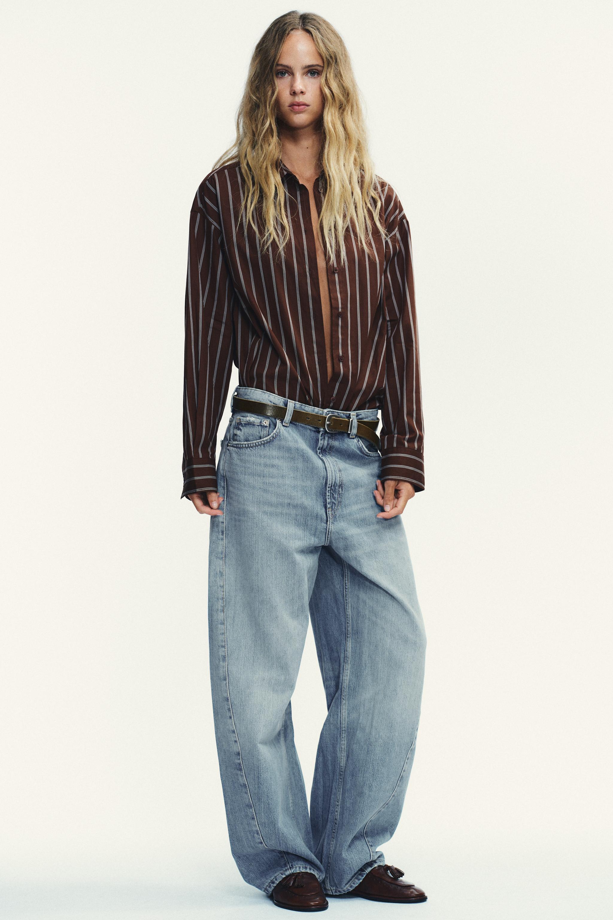 JEANS TRF BAGGY BALLOON ミッドライズ - ライトブルー | ZARA
