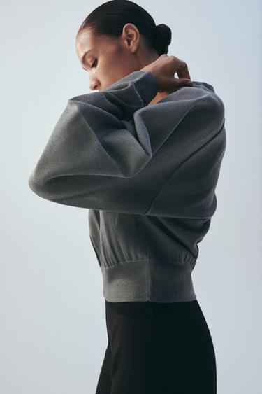 Zara SEMI-SHEER KNIT CARDIGAN - Anthracite grey