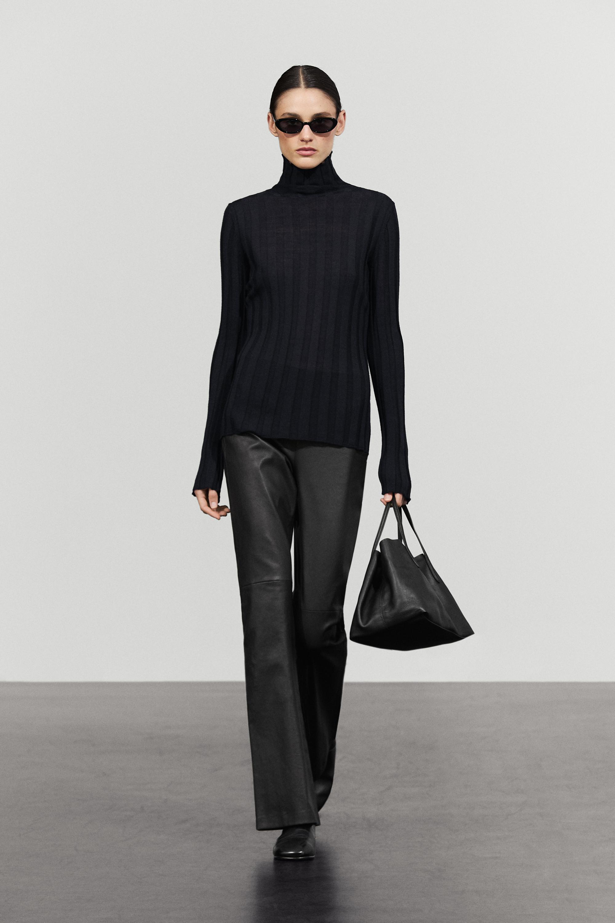 Nappa leather flare fit leggings