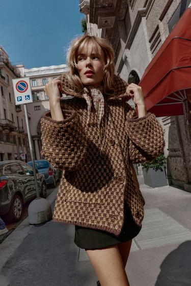 OVERSIZE KNIT CARDIGAN - mink brown by Zara