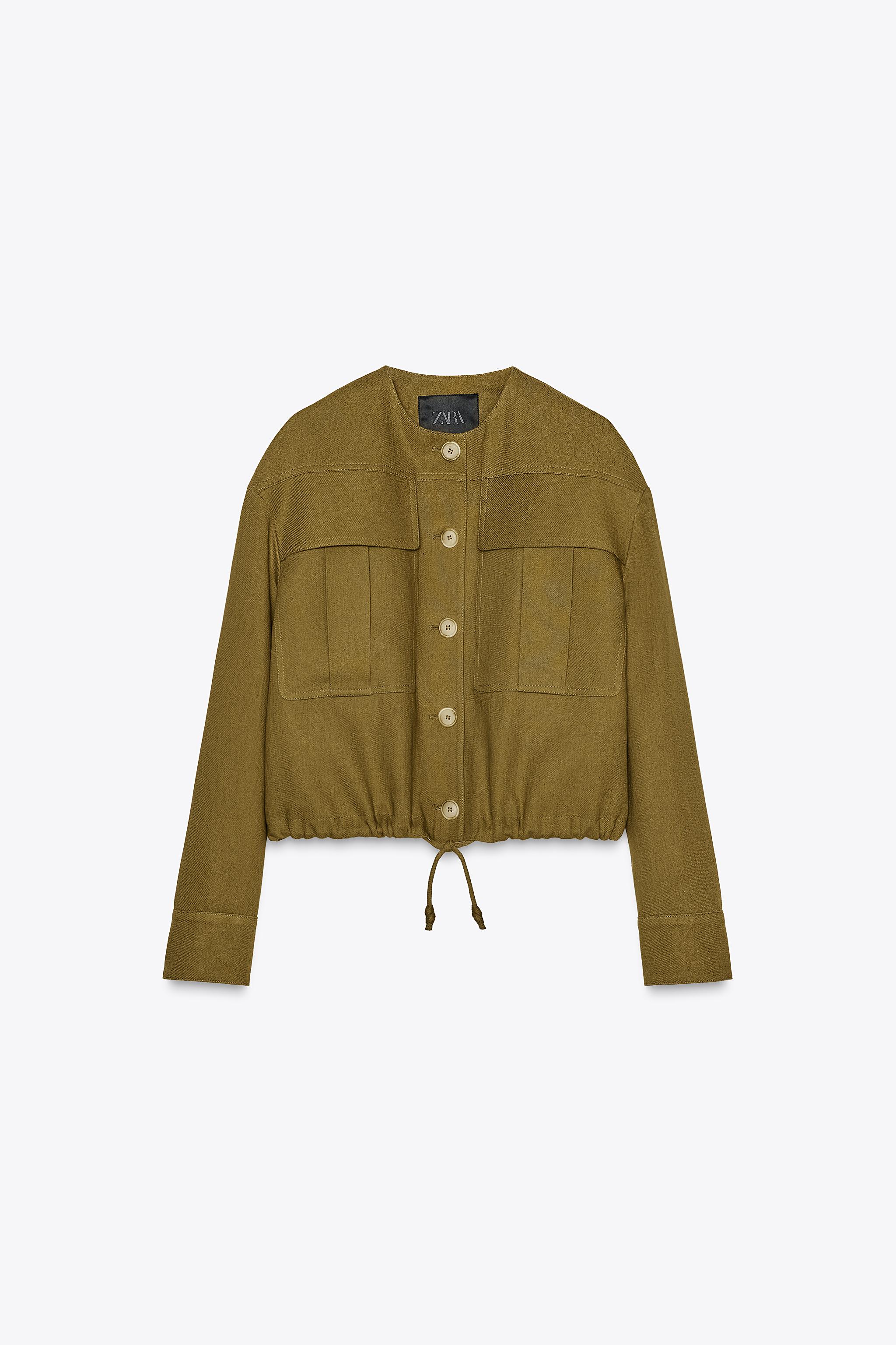 ZW COLLECTION リネン混ボンバージャケット - オリーブグリーン