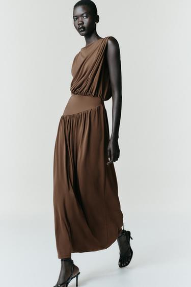 Dress Vestido Largo Nia Zara ZARA NWT WOMAN $89 LONG LACE DRESS BROWN  4661/