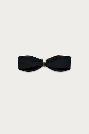 SNAKESKIN PRINT BIKINI TOP MARISA BERENSON X ZARA - Black by Zara - Image 2