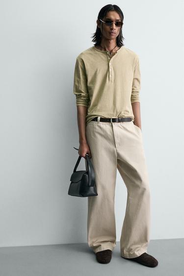 PANTALÓN CHINO WIDE FIT - Blanco roto de Zara