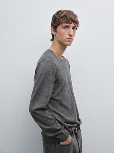 Pull en maille 100 % laine mérinos - Gris anthracite de Zara