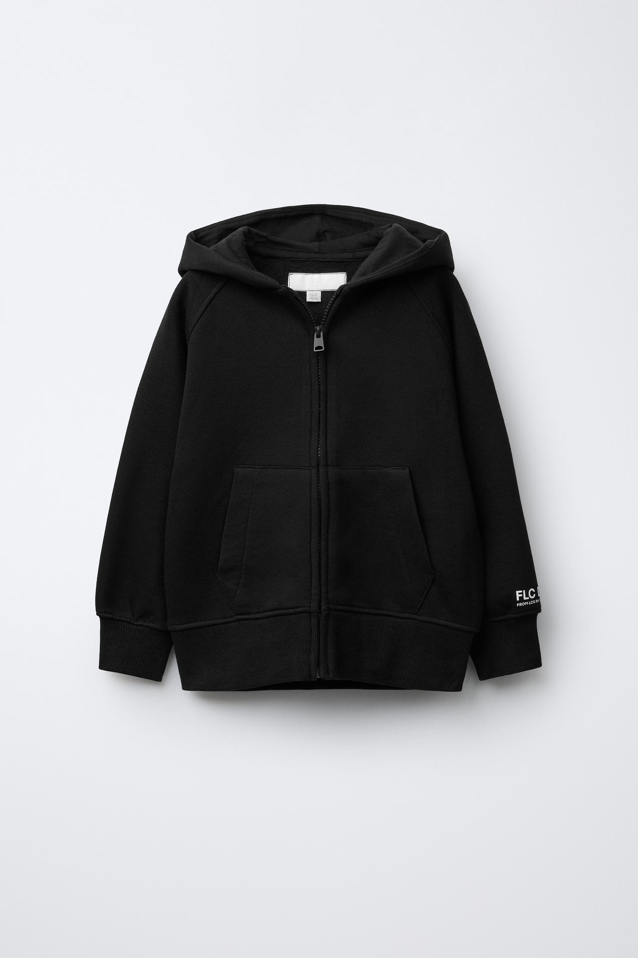 PLUSH ZIPPERED SWEATSHIRT — Black