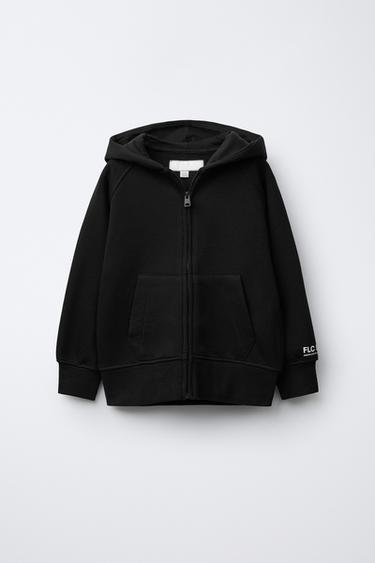 PLUSH ZIPPERED SWEATSHIRT — Black 1