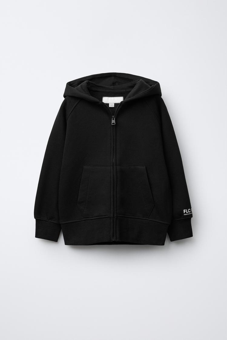 PLUSH ZIPPERED SWEATSHIRT — Black