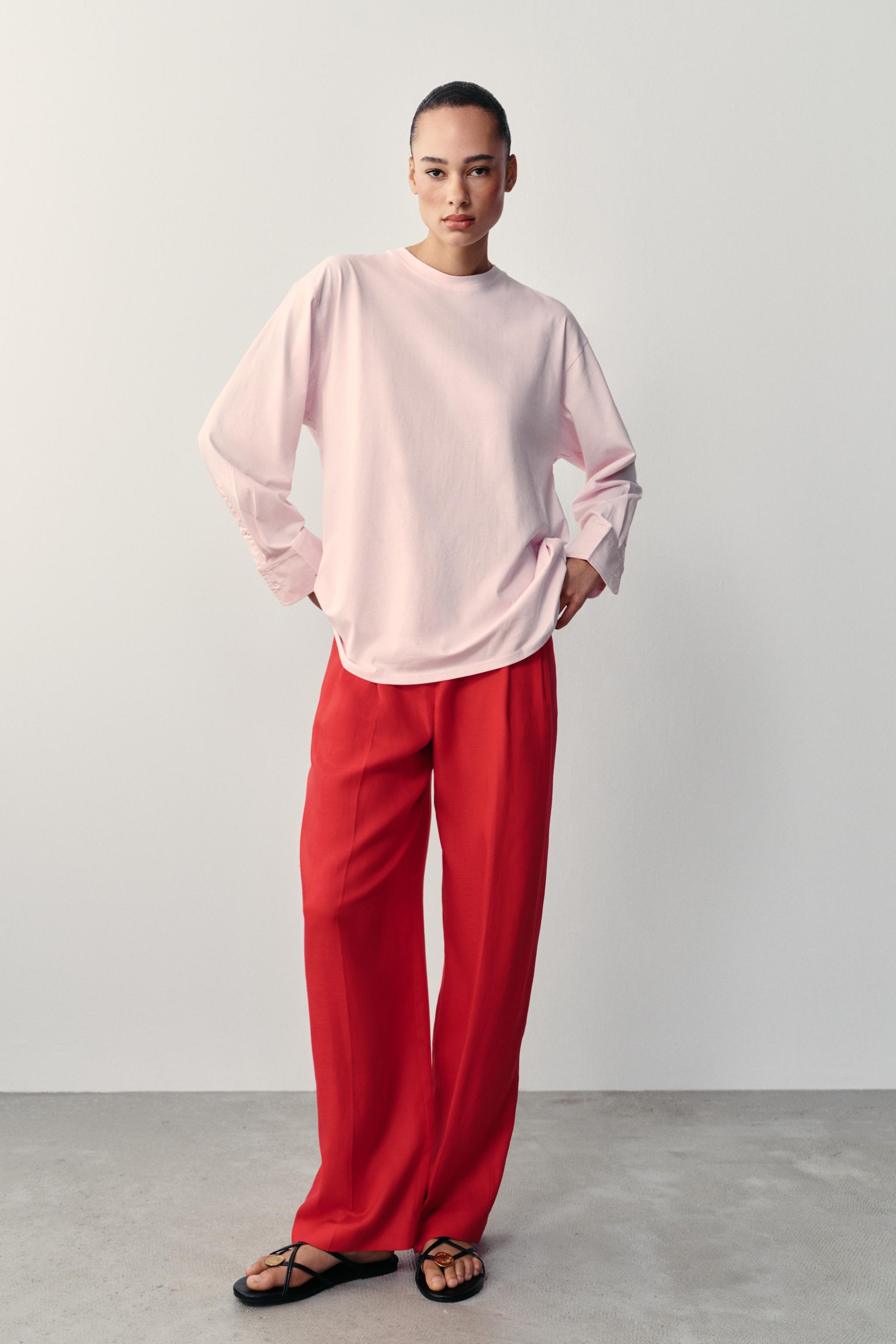 Женские футболки Zara COMBINATION LONG SLEEVE T-SHIRT — фото 3