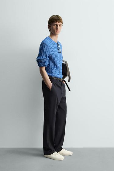 PULL STRUCTURÉ À TORSADES - Bleu de Zara - Image 3