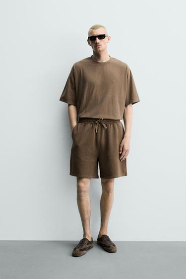 WASHED BASIC JOGGER BERMUDA SHORTS - Brown by Zara