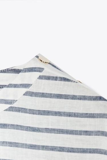CHEMISE À RAYURES AVEC LIN - Bleu / Blanc de Zara - Image 5