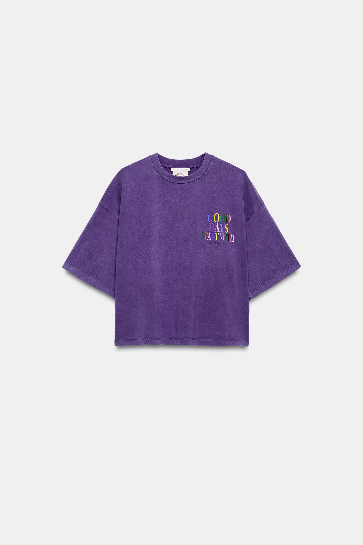 Женская футболка Zara Fruit OF the Loom™ Washed, цвет: Розовато-лиловый — фото 3