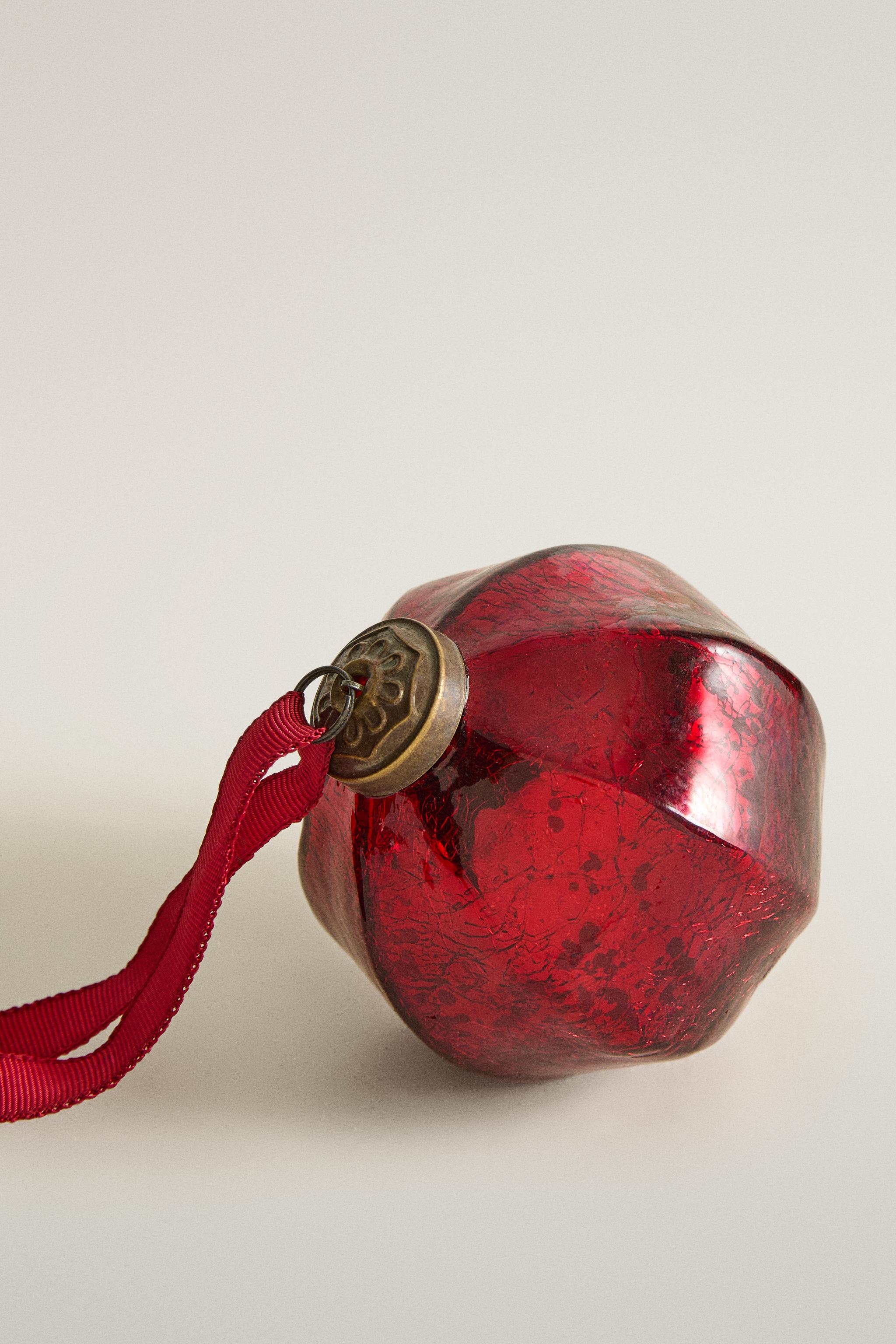 TEXTURED GLASS BAUBLE CHRISTMAS TREE ORNAMENT