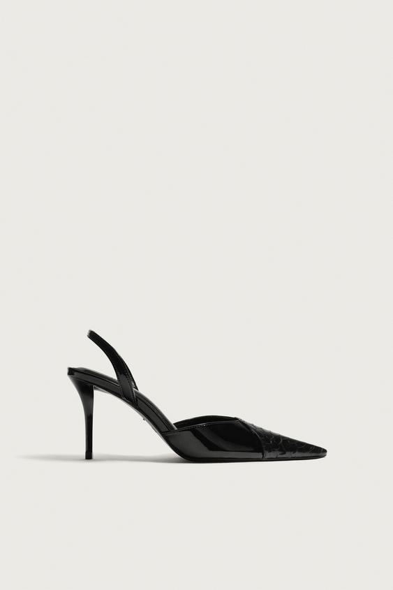 PATENT EFFECT SLINGBACK SHOES - Black by Zara - Image 0