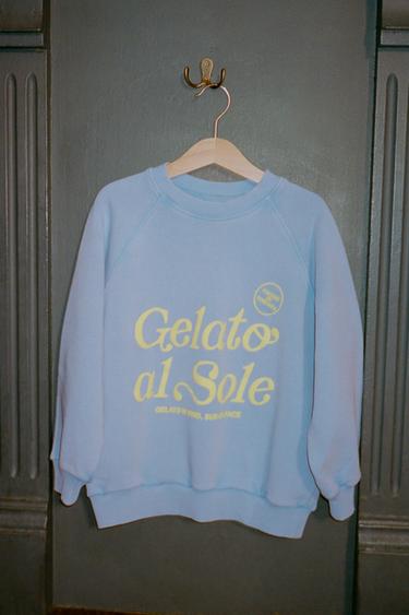 RAISED SLOGAN SWEATSHIRT - Light blue by Zara
