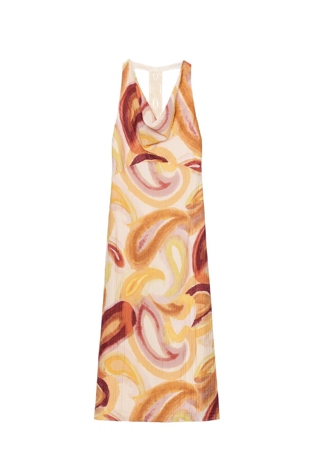 PRINTED MIDI DRESS WITH COMBINATION BACK - image 3