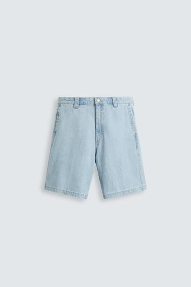Zara DENIM SHORTS - Sky blue