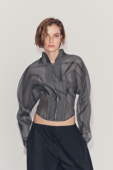 ZW COLLECTION CORSET SHIRT — Dark gray 1