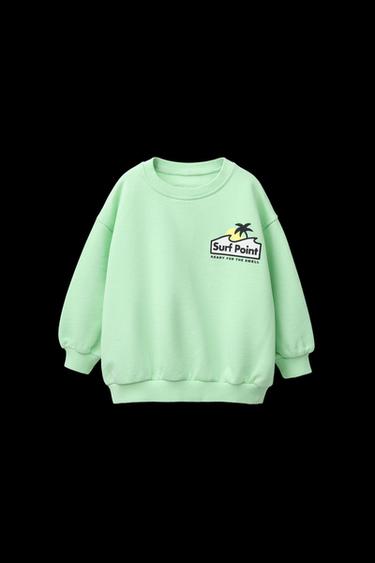 Zara SURF PRINT SWEATSHIRT - Light green - Image 0