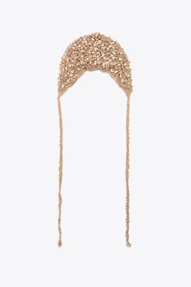 BONNET CALOTTE CROCHET FANTAISIE - Écru de Zara - Image 4