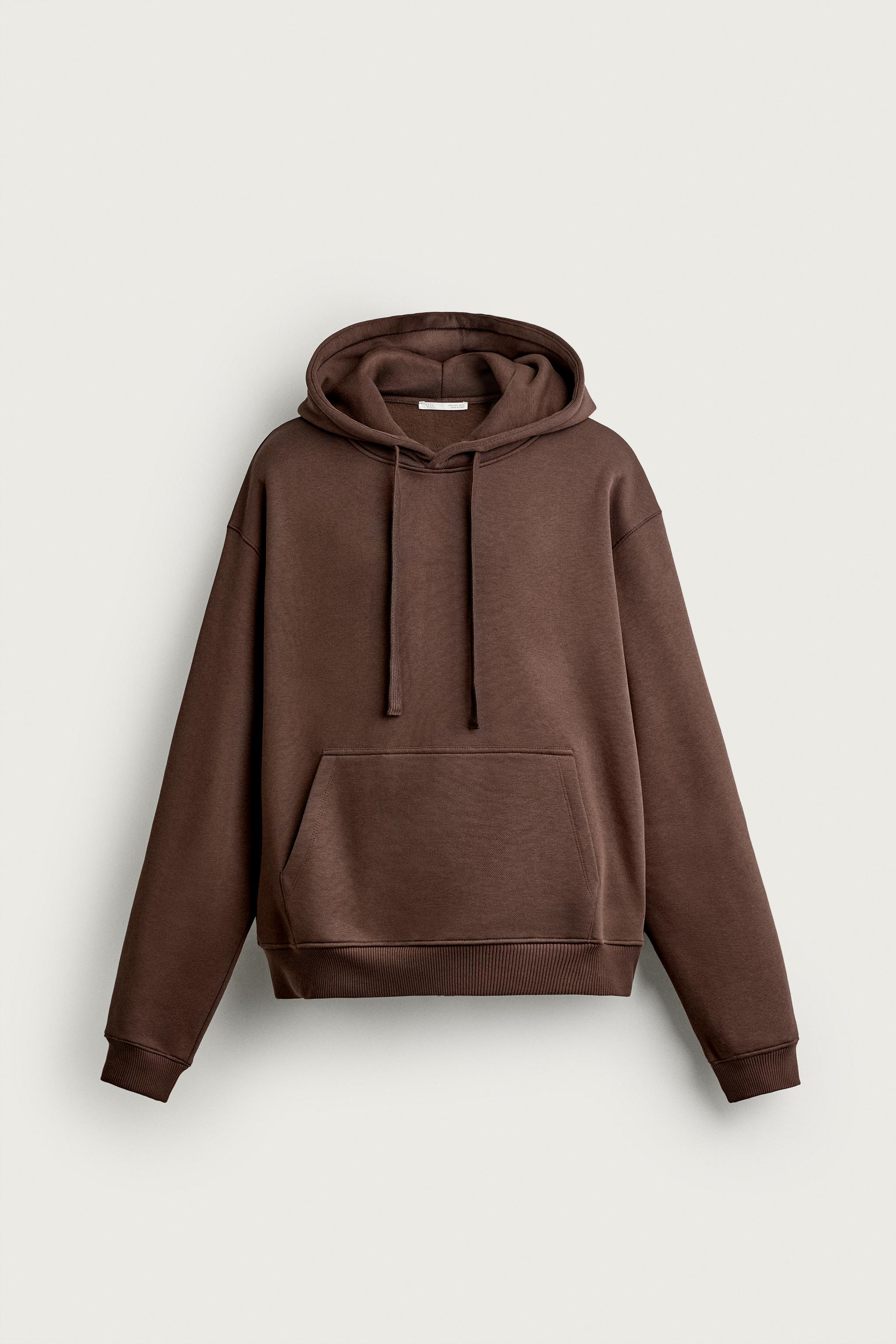 BASIC RELAXED-FIT HOODIE — Brown