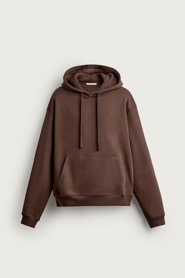 Zara 基本款寬鬆連帽運動衫 - 棕色
