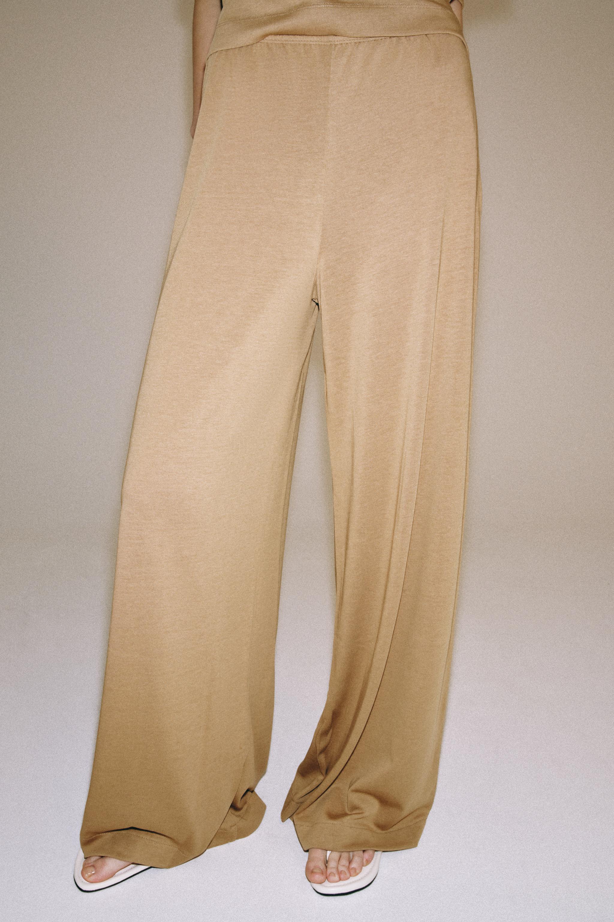 WIDE LEG PANTS — taupe brown
