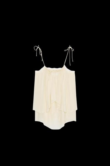TOP SEMITRANSPARENTE PUNTILLA ZW COLLECTION - Marfil de Zara - Imagen 0