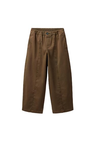 Zara BALON HLAČE S PORUBOM – svijetlosmeđa