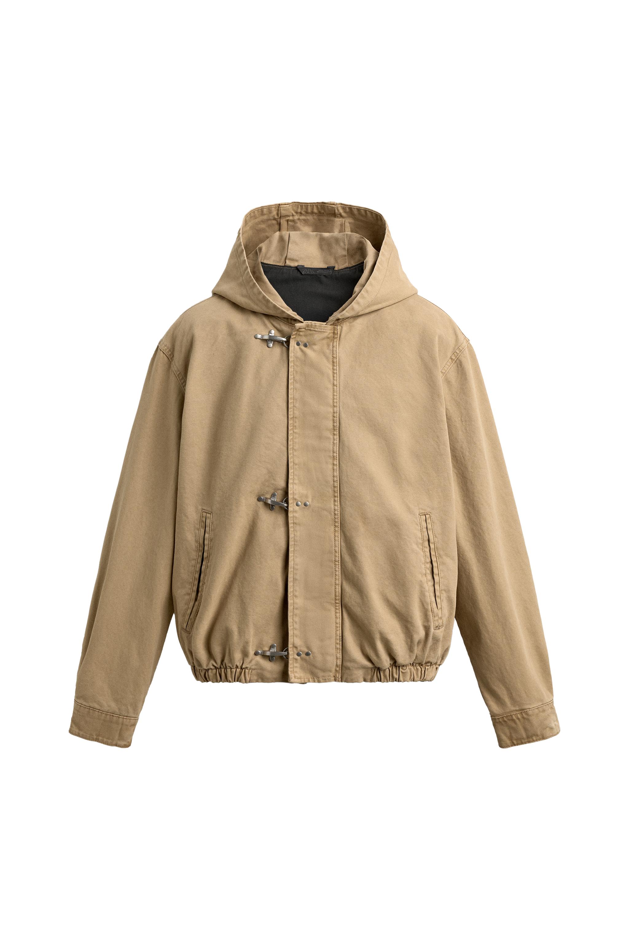 RELAXED FIT ÇOBAN DÜĞMELİ KAPÜŞONLU CEKET