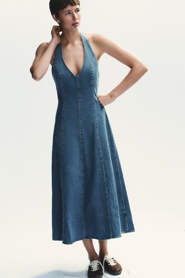 TRF HALTER DENIM DRESS - Blue by Zara - Image 1