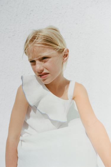 100% LINEN ASYMMETRIC TOP - Light ecru by Zara